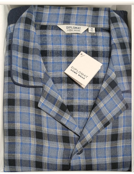 Men's open warm flannel pajamas Diplomat WO4011