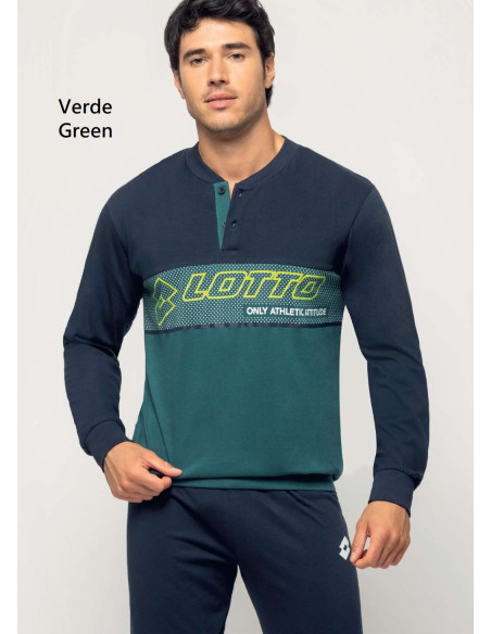 Pigiama uomo a serafino in jersey di cotone Lotto LP1141 Pigiama uomo a serafino in jersey di cotone Lotto LP1141
