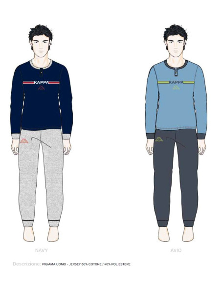 Men's roun neck cotton jersey pajamas Kappa KMS24010 Men's roun neck cotton jersey pajamas Kappa KMS24010
