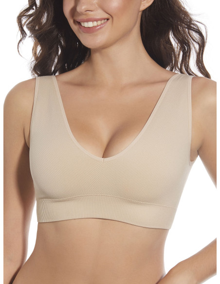 Ribbed microfiber brassiere with removable padding Selene Letiana Ribbed microfiber brassiere with removable padding Selene Letiana