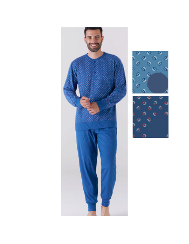 Men's long sleeves cotton jersey pajamas Karelpiu' KC6191