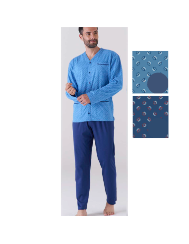 Men's long sleeves cotton jersey pajamas Karelpiu' KC6193