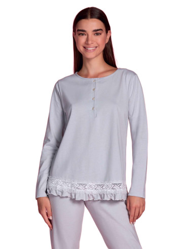 Woman seraphine cotton jersey pajamas with lace Andra 9514