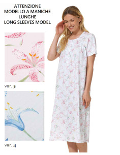Camicia da notte a manica lunga in jersey di cotone Linclalor 75087