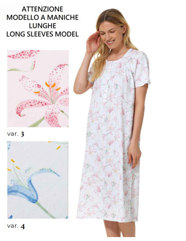 Camicia da notte a manica lunga in jersey di cotone Linclalor 75087
