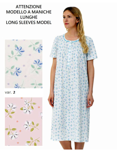 Women long sleeves cotton jersey nightdress Linclalor 75008