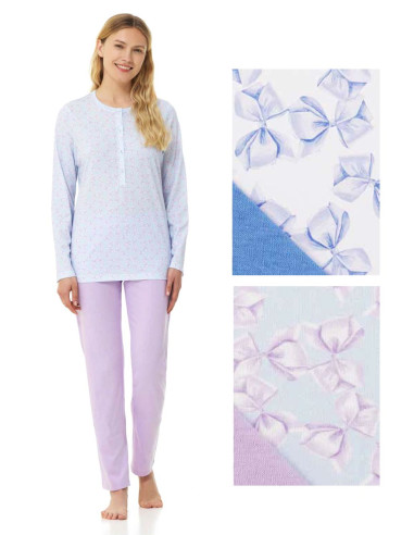 Women's long sleeves cotton jersey pajamas Linclalor 74972