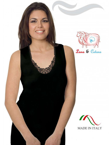 Canottiera donna spalla larga lana e cotone Leable art. 94 Canottiera donna spalla larga lana e cotone Leable art. 94