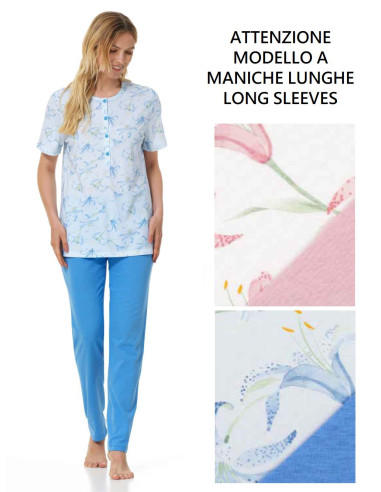 Women's long sleeves cotton jersey pajamas Linclalor 75091