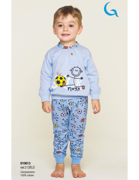 Pigiama da neonato manica lunga in jersey di cotone Gary U10013