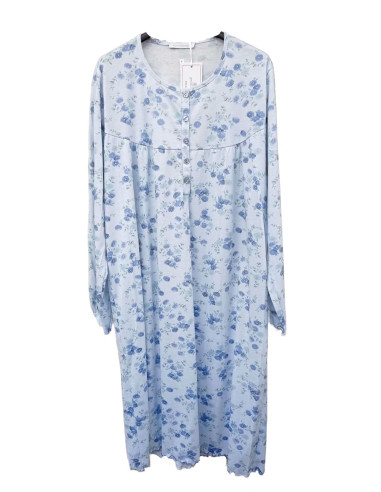 Camicia da notte donna a manica lunga in cotone Fiorenza Amadori Serena ML