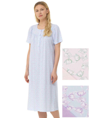 Camicia da notte donna in jersey di cotone a manica corta Linclalor 74968 Camicia da notte donna in jersey di cotone a manica corta Linclalor 74968