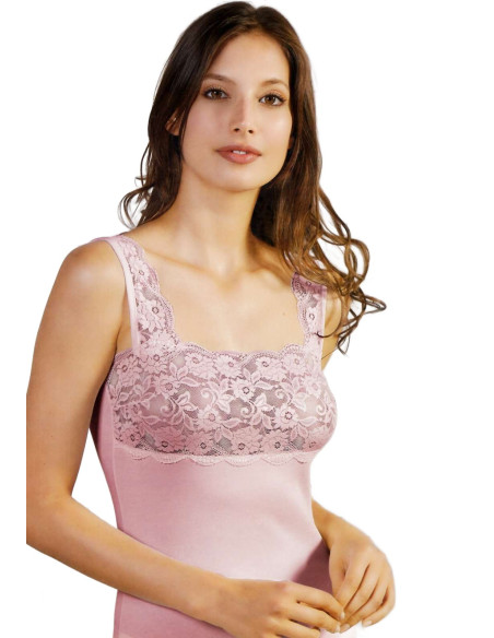 Canottiera donna in cotone modal con balza di pizzo Esse Speroni 1706 Canottiera donna in cotone modal con balza di pizzo Esse Speroni 1706