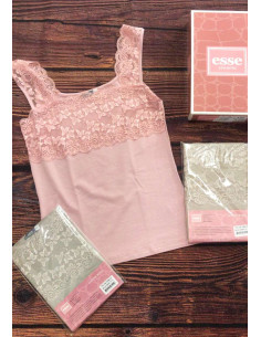 Canottiera donna in cotone modal con balza di pizzo Esse Speroni 1706 2