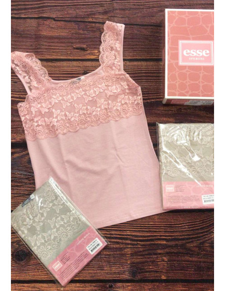 Women's cotton modal vest with lace band Esse Speroni 1706 Women's cotton modal vest with lace band Esse Speroni 1706