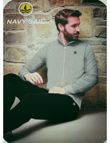 Men's cotton tracksuit with zip Navy Sail 24312