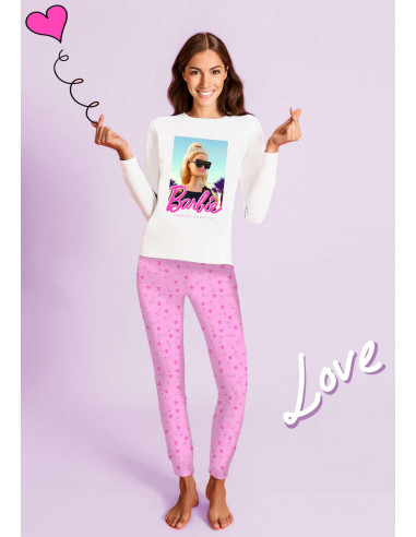 Women's long sleeves cotton jersey pajamas Barbie BAD0380