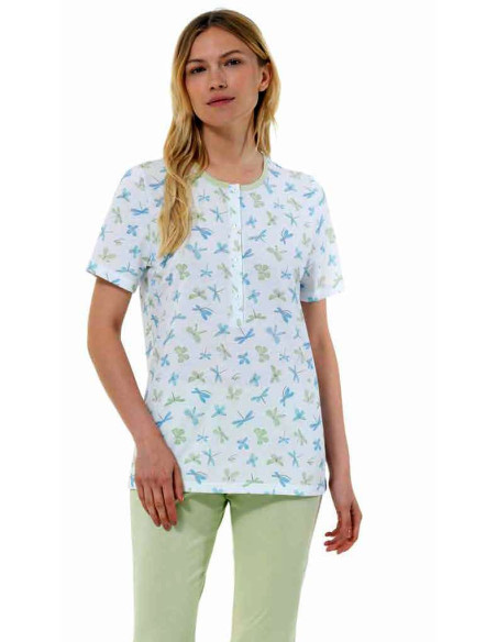 Pigiama donna a manica corta in jersey di cotone Linclalor 74991 Pigiama donna a manica corta in jersey di cotone Linclalor 74991
