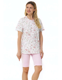 Pigiama donna in cotone a manica corta e bermuda Linclalor 74980