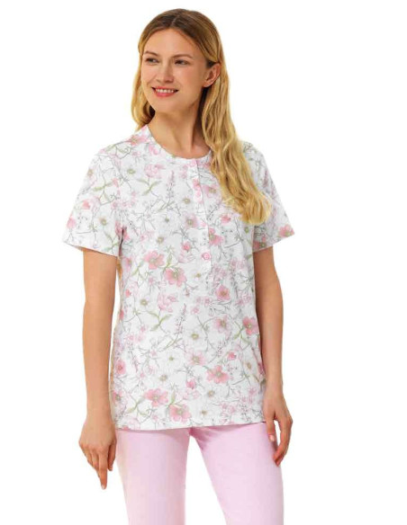 Pigiama donna in cotone a manica corta e bermuda Linclalor 74980 Pigiama donna in cotone a manica corta e bermuda Linclalor 74980