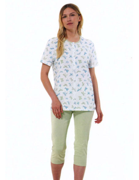 Women's opened cotton jersey short pajamas Linclalor 75105 Women's opened cotton jersey short pajamas Linclalor 75105