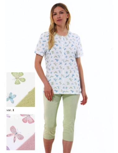 Pigiama donna aperto a manica corta in jersey di cotone Linclalor 75105 Pigiama donna aperto a manica corta in jersey di cotone Linclalor 75105