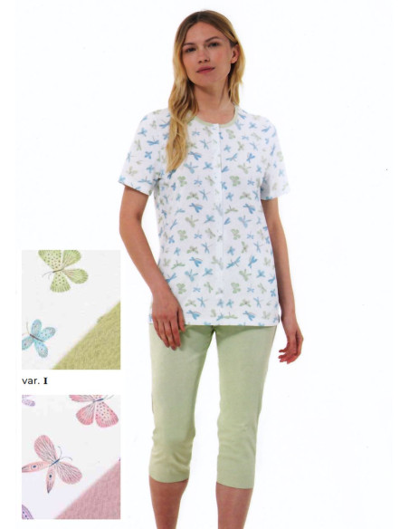 Pigiama donna aperto a manica corta in jersey di cotone Linclalor 75105 Pigiama donna aperto a manica corta in jersey di cotone Linclalor 75105