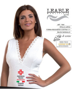 Woman mercerized cotton jersey vest with breast shape Leable 1464 2