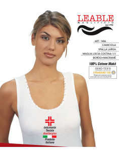 Gruppo 3 canottiere spalla larga con pizzo in cotone Leable 1406 2