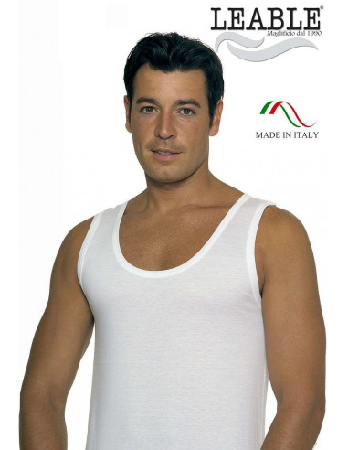 Men's wide shoulder mercerized cotton vest Leable 1474