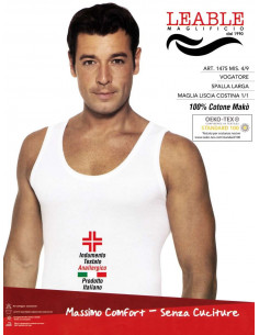 Men's wide shoulder cotton jersey vest Leable 1475