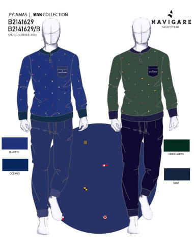 Men's long sleeves cotton jersey pajamas Navigare 141629 Men's long sleeves cotton jersey pajamas Navigare 141629