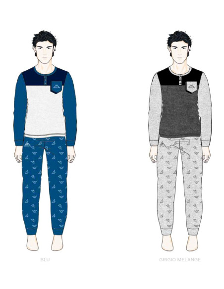 Men's long sleeves cotton jersey pajamas Kappa KMS24003 Men's long sleeves cotton jersey pajamas Kappa KMS24003
