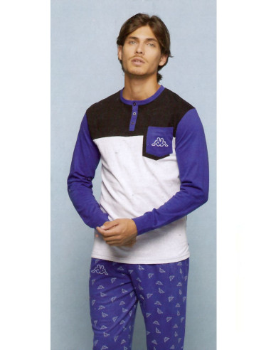 Men's long sleeves cotton jersey pajamas Kappa KMS24003