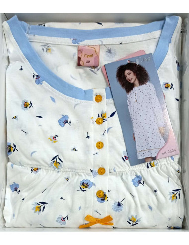 Camicia da notte calibrata a manica lunga in jersey di cotone Cippi 2634C Camicia da notte calibrata a manica lunga in jersey di cotone Cippi 2634C