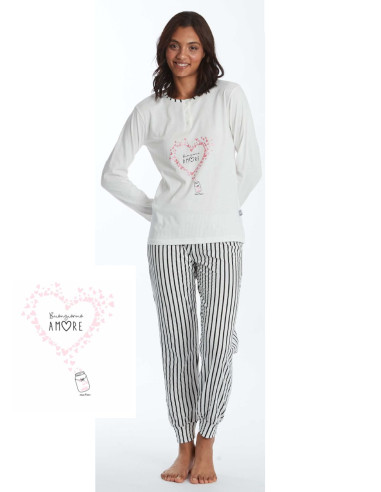 Women's long sleeves cotton jersey pajamas Crazy Farm 15917