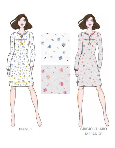 Camicia da notte calibrata a manica lunga in jersey di cotone Cippi 2634C Camicia da notte calibrata a manica lunga in jersey di cotone Cippi 2634C