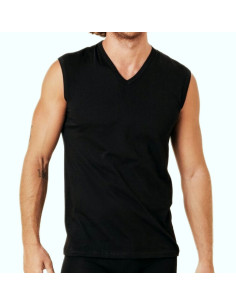 Men's V-necked sleeveless vest in combed cotton Gicipi Georges SMV 2