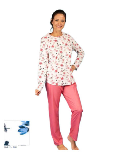 Women's long sleeves cotton jersey pajamas Silvia 44020
