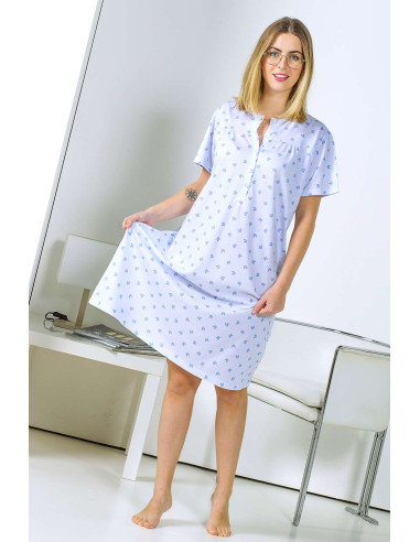 Camicia da notte donna a manica corta in jersey di cotone Stella Due Gi D9177