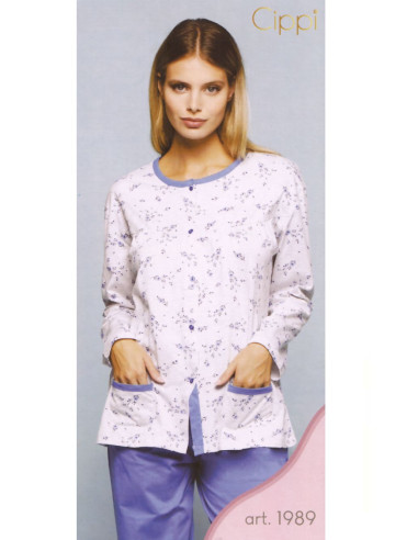 Women's opened cotton jersey pajamas Cippi 1989