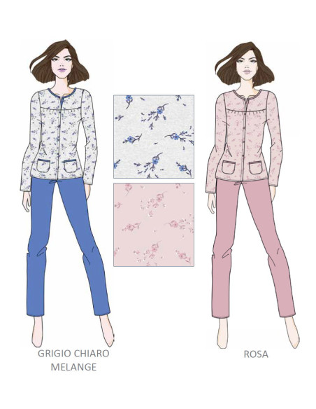 Women's calibrated opened cotton jersey pajamas Cippi 1989C Women's calibrated opened cotton jersey pajamas Cippi 1989C