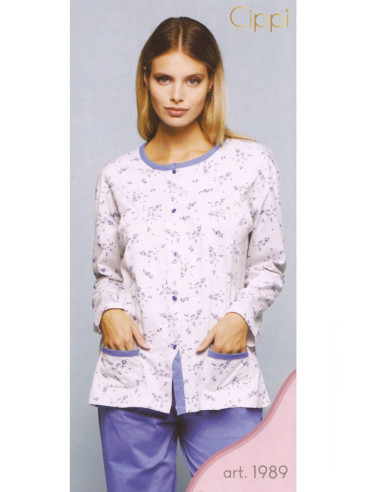 Pigiama donna calibrato aperto in jersey di cotone Cippi 1989C