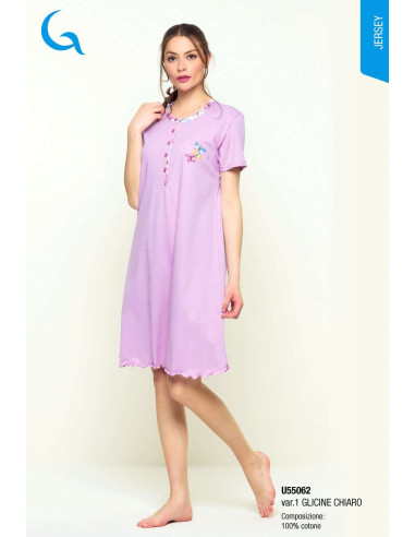 Camicia da notte donna a manica corta in jersey di cotone Gary U55062