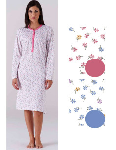 Women's long sleeves calibrated cotton jersey nightdress Karelpiu' KC6038
