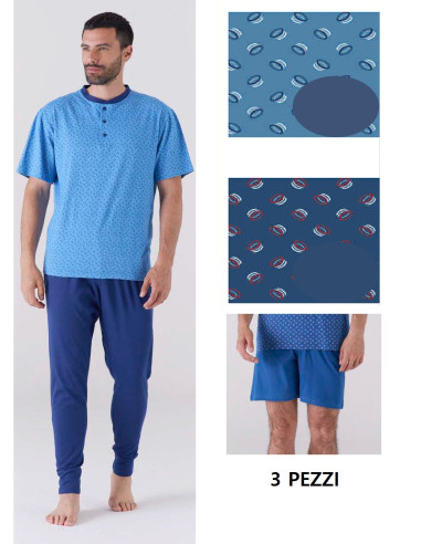 Pigiama uomo 3 PEZZI in jersey di cotone Karelpiu' KC6194