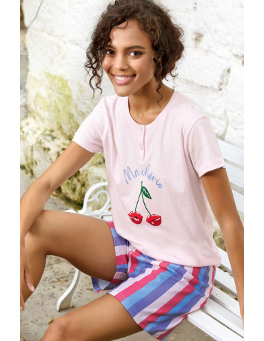 Women's short cotton jersey pajamas Jadea 3184