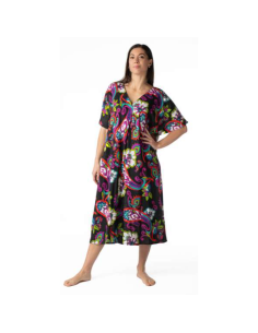 Woman dress with short sleeves in patterned viscose Marila Diletta 2