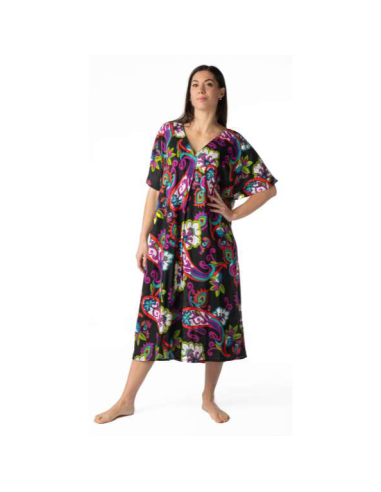 Woman dress with short sleeves in patterned viscose Marila Diletta