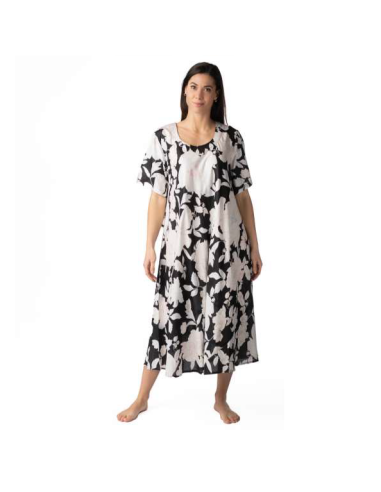 Woman dress with short sleeves in patterned viscose Marila KF1740 Woman dress with short sleeves in patterned viscose Marila KF1740
